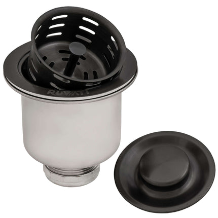 Ruvati Deep Basket Strainer Drain for Kitchen Sinks all Metal 3-1/2 inch - Gunmetal Black Stainless Steel - RVA1027BL Ruvati