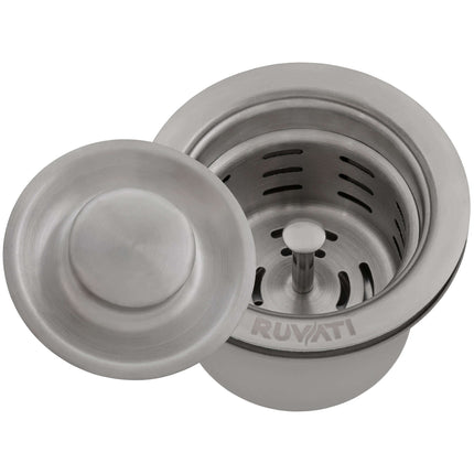 Ruvati Deep Basket Strainer Drain for Kitchen Sinks all Metal with Stopper 3-1/2 inch - Stainless Steel - RVA1027ST Ruvati