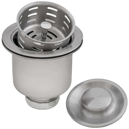 Ruvati Deep Basket Strainer Drain for Kitchen Sinks all Metal with Stopper 3-1/2 inch - Stainless Steel - RVA1027ST Ruvati
