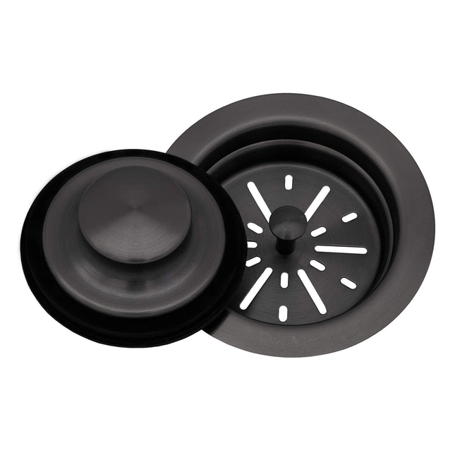 Ruvati Garbage Disposal Flange with Basket Strainer and Stopper - Gunmetal Black Stainless Steel - RVA1052BL Ruvati