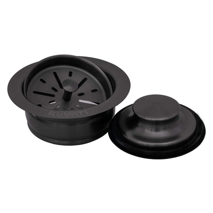 Ruvati Garbage Disposal Flange with Basket Strainer and Stopper - Gunmetal Black Stainless Steel - RVA1052BL Ruvati