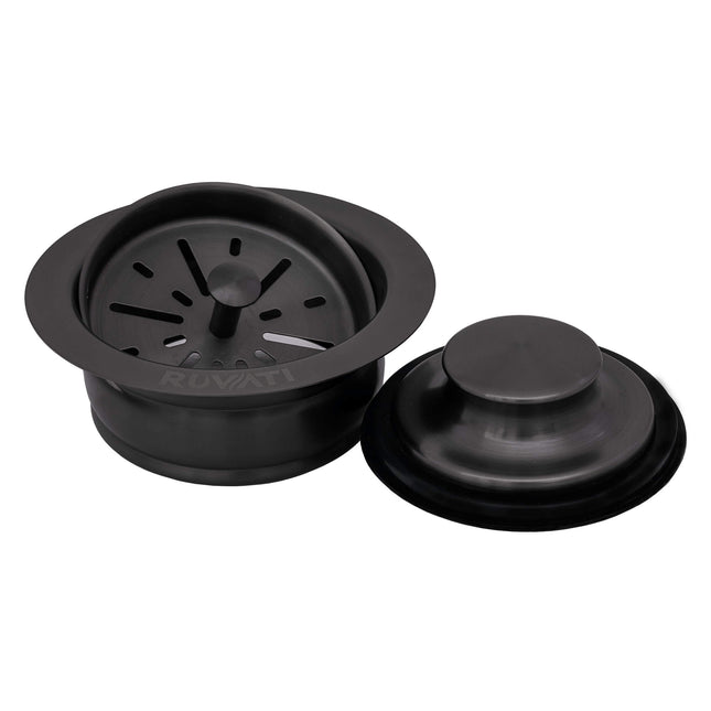 Ruvati Garbage Disposal Flange with Basket Strainer and Stopper - Gunmetal Black Stainless Steel - RVA1052BL Ruvati