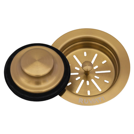 Ruvati Garbage Disposal Flange with Basket Strainer and Stopper - Brushed Gold Satin Brass - RVA1052GG Ruvati