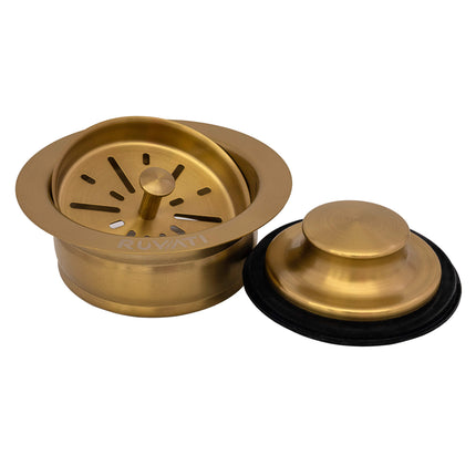 Ruvati Garbage Disposal Flange with Basket Strainer and Stopper - Brushed Gold Satin Brass - RVA1052GG Ruvati