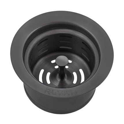 Ruvati Extended Garbage Disposal Flange with Deep Basket Strainer - Gunmetal Black Stainless Steel - RVA1049BL Ruvati