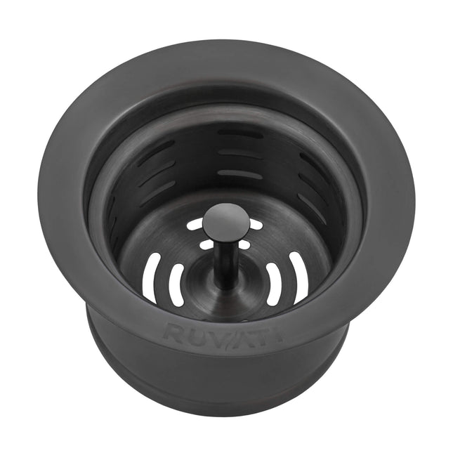Ruvati Extended Garbage Disposal Flange with Deep Basket Strainer - Gunmetal Black Stainless Steel - RVA1049BL Ruvati