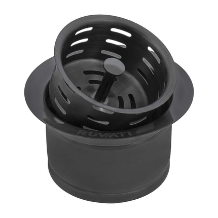 Ruvati Extended Garbage Disposal Flange with Deep Basket Strainer - Gunmetal Black Stainless Steel - RVA1049BL Ruvati