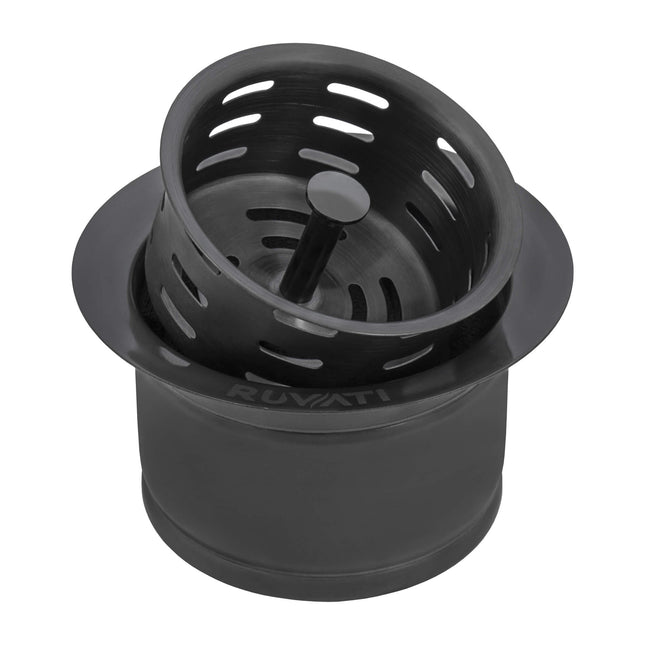 Ruvati Extended Garbage Disposal Flange with Deep Basket Strainer - Gunmetal Black Stainless Steel - RVA1049BL Ruvati