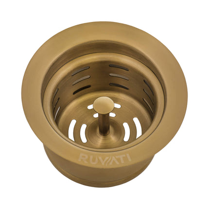 Ruvati Extended Garbage Disposal Flange with Deep Basket Strainer - Matte Gold Satin Brass - RVA1049GG Ruvati