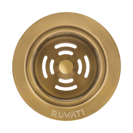 Ruvati Extended Garbage Disposal Flange with Deep Basket Strainer - Matte Gold Satin Brass - RVA1049GG Ruvati