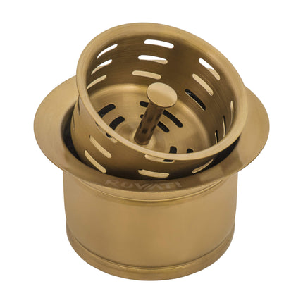 Ruvati Extended Garbage Disposal Flange with Deep Basket Strainer - Matte Gold Satin Brass - RVA1049GG Ruvati