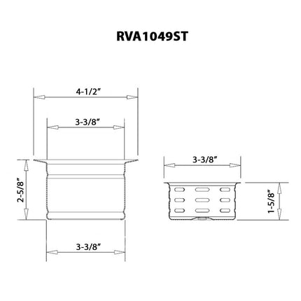 Ruvati Extended Garbage Disposal Flange with Deep Basket Strainer for Kitchen Sinks - Stainless Steel - RVA1049ST Ruvati