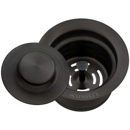 Ruvati Extended Garbage Disposal Flange with Deep Basket and Stopper - Gunmetal Black Stainless Steel - RVA1052BL Ruvati