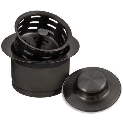 Ruvati Extended Garbage Disposal Flange with Deep Basket and Stopper - Gunmetal Black Stainless Steel - RVA1052BL Ruvati