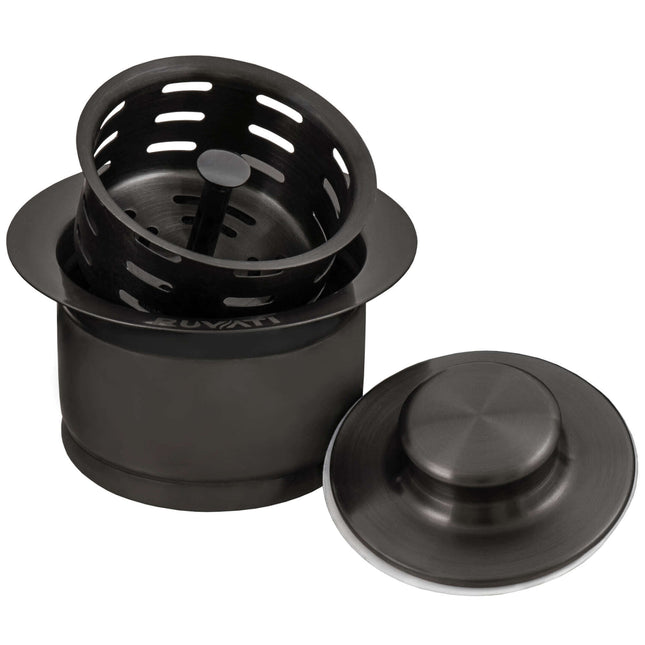 Ruvati Extended Garbage Disposal Flange with Deep Basket and Stopper - Gunmetal Black Stainless Steel - RVA1052BL Ruvati