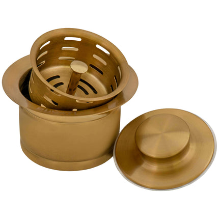 Ruvati Extended Garbage Disposal Flange with Deep Basket and Stopper - Brushed Gold Satin Brass - RVA1052GG Ruvati
