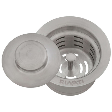 Ruvati Extended Garbage Disposal Flange with Deep Basket Strainer and Stopper - Stainless Steel - RVA1052ST Ruvati
