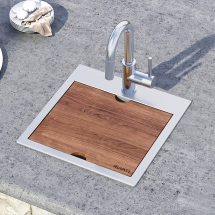 Ruvati 13 x 11 inch Solid Wood Replacement Cutting Board for RVH8215 and RVQ5215 workstation sinks - RVA1215 Ruvati