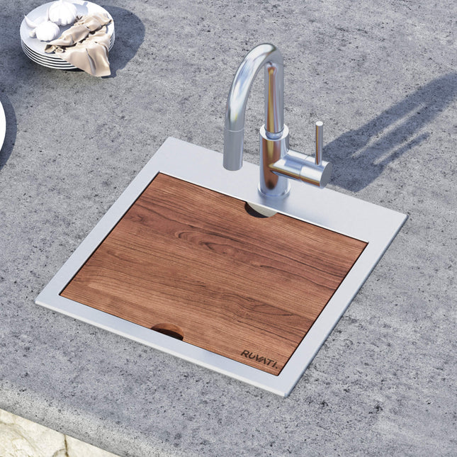 Ruvati 13 x 11 inch Solid Wood Replacement Cutting Board for RVH8215 and RVQ5215 workstation sinks - RVA1215 Ruvati