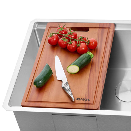Ruvati 17 x 11 inch Solid Wood Replacement Cutting Board for Ruvati Workstation Sinks - RVA1217 Ruvati