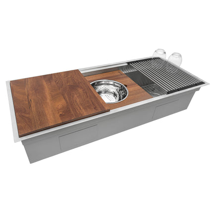 Ruvati 17 x 16 inch Dual-Tier Replacement Wood platform for Ruvati Workstation Mixing Bowl and Colander - RVA1244 Ruvati