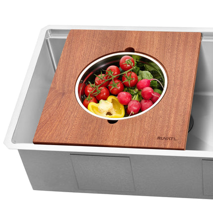 Ruvati Wood Platform with Mixing Bowl and Colander (complete set) for Workstation Sinks - RVA1288 Ruvati