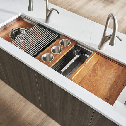 Ruvati Condiment Tray 3 Bowl Serving Board for Workstation Sinks (complete set) - RVA1377 Ruvati