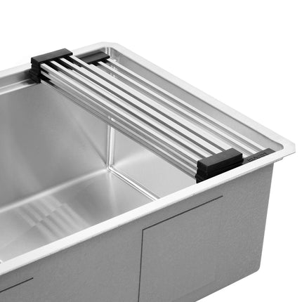 Ruvati Stainless Steel and Silicone Foldable Drying Rack for Workstation Sinks Dish Mat Trivet - RVA1395 Ruvati