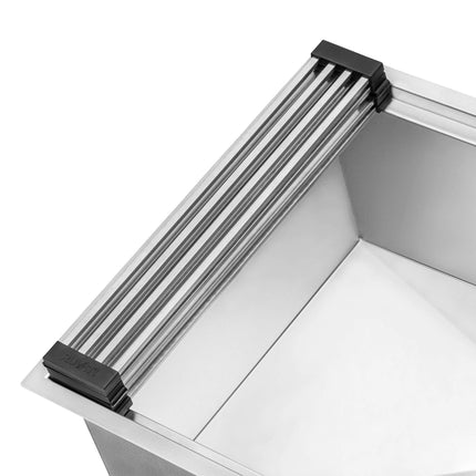 Ruvati Stainless Steel and Silicone Foldable Drying Rack for Workstation Sinks Dish Mat Trivet - RVA1395 Ruvati