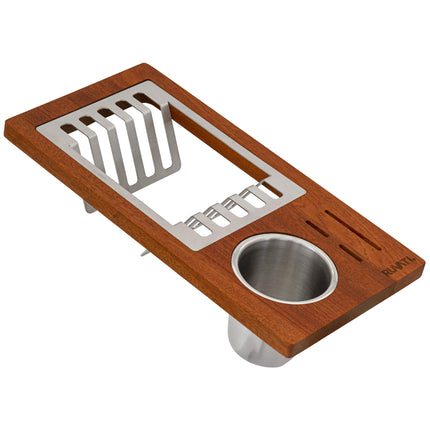 Ruvati Wood Dish Plate and Silverware Caddy Drying Rack for Workstation Sinks - RVA1542 Ruvati