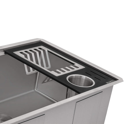 Ruvati Black Composite Dish Plate and Silverware Caddy Drying Rack for Workstation Sinks - RVA1542BWC Ruvati