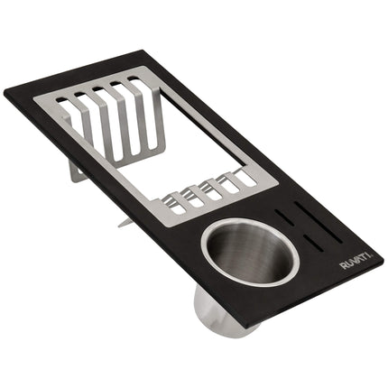 Ruvati Black Composite Dish Plate and Silverware Caddy Drying Rack for Workstation Sinks - RVA1542BWC Ruvati