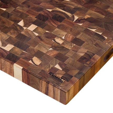 Ruvati 17 x 16 x 2 inch thick End-Grain Acacia Butcher Block Solid Wood Large Cutting Board - RVA2445ACA Ruvati
