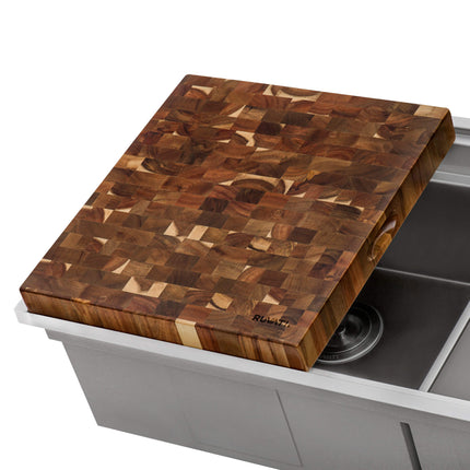 Ruvati 17 x 16 x 2 inch thick End-Grain Acacia Butcher Block Solid Wood Large Cutting Board - RVA2445ACA Ruvati