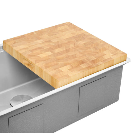 Ruvati 17 x 16 x 2 inch thick End-Grain French Oak Butcher Block Solid Wood Large Cutting Board - RVA2445OAK Ruvati
