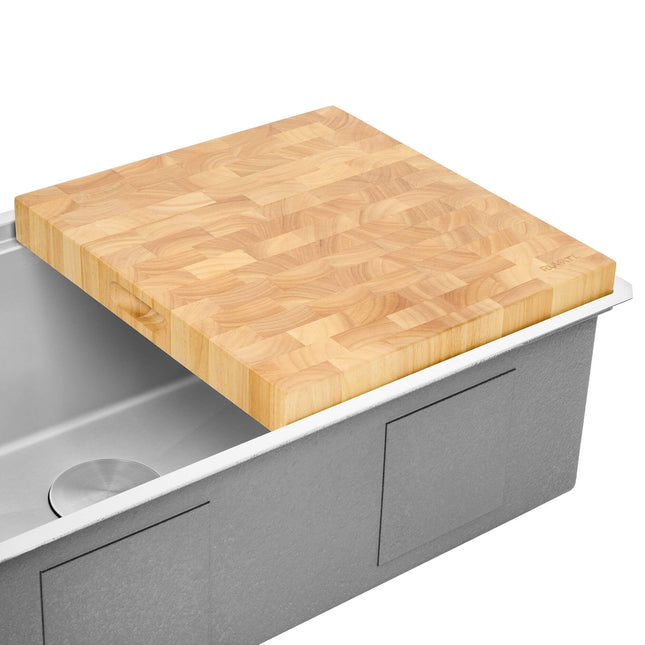 Ruvati 17 x 16 x 2 inch thick End-Grain French Oak Butcher Block Solid Wood Large Cutting Board - RVA2445OAK Ruvati