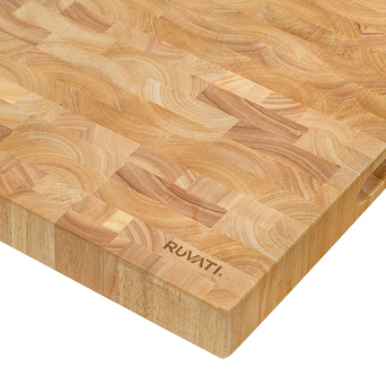 Ruvati 17 x 16 x 2 inch thick End-Grain French Oak Butcher Block Solid Wood Large Cutting Board - RVA2445OAK Ruvati