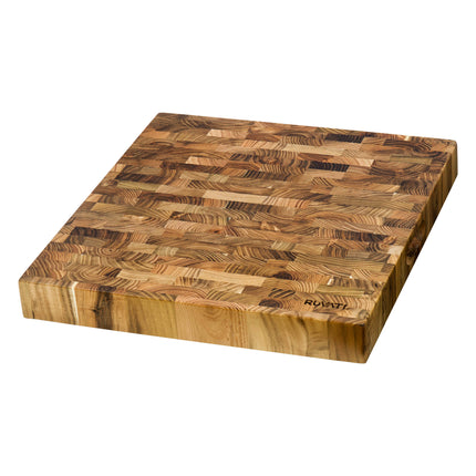Ruvati 17 x 16 x 2 inch thick End-Grain Teak Butcher Block Solid Wood Large Workstation Cutting Board - RVA2445TKE Ruvati