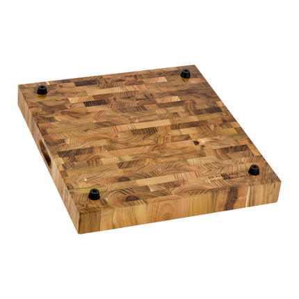 Ruvati 17 x 16 x 2 inch thick End-Grain Teak Butcher Block Solid Wood Large Workstation Cutting Board - RVA2445TKE Ruvati