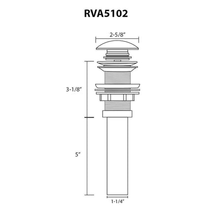Ruvati White Ceramic Top Push Pop-up Drain for Bathroom Sinks without Overflow- RVA5102WH Ruvati