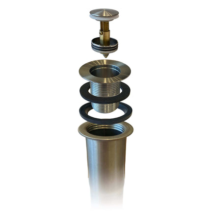 Ruvati Push Pop-up Drain for Bathroom Sinks without Overflow - Stainless Steel Finish - RVA5103ST Ruvati