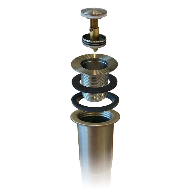 Ruvati Push Pop-up Drain for Bathroom Sinks without Overflow - Stainless Steel Finish - RVA5103ST Ruvati