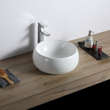 Ruvati 12 inch Bathroom Vessel Sink Round White Circular Above Counter Porcelain Ceramic - RVB0312 Ruvati