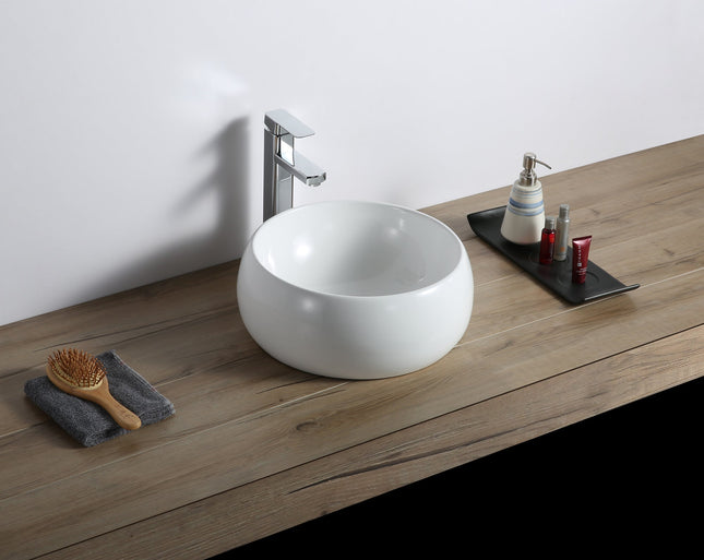 Ruvati 12 inch Bathroom Vessel Sink Round White Circular Above Counter Porcelain Ceramic - RVB0312 Ruvati