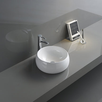 Ruvati 12 inch Bathroom Vessel Sink Round White Circular Above Counter Porcelain Ceramic - RVB0312 Ruvati