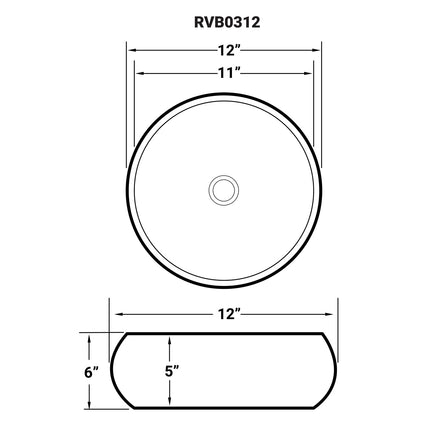 Ruvati 12 inch Bathroom Vessel Sink Round White Circular Above Counter Porcelain Ceramic - RVB0312 Ruvati