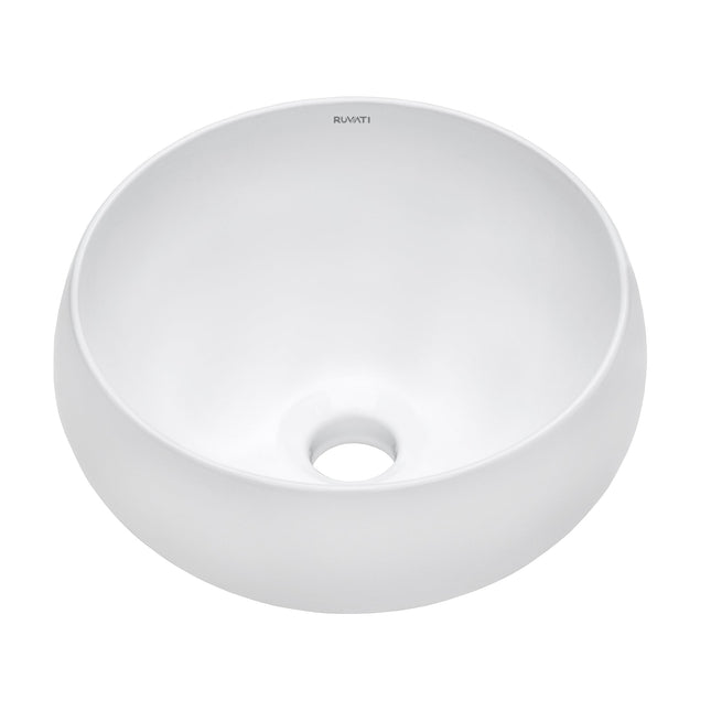 Ruvati 12 inch Bathroom Vessel Sink Round White Circular Above Counter Porcelain Ceramic - RVB0312 Ruvati