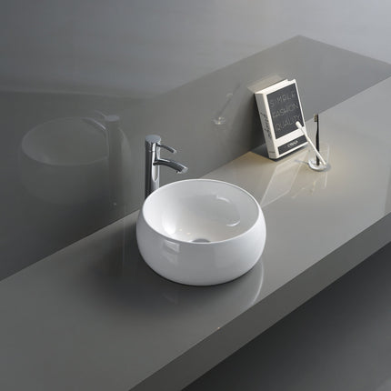 Ruvati 16 inch Bathroom Vessel Sink Round White Above Counter Circular Porcelain Ceramic - RVB0316 Ruvati