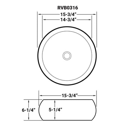 Ruvati 16 inch Bathroom Vessel Sink Round White Above Counter Circular Porcelain Ceramic - RVB0316 Ruvati