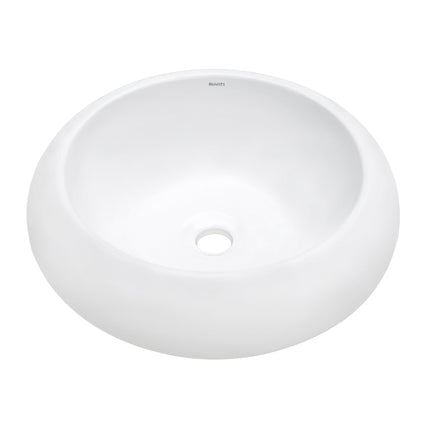 Ruvati 18 inch Round Bathroom Vessel Sink White Above Vanity Counter Circular Porcelain Ceramic - RVB0318 Ruvati